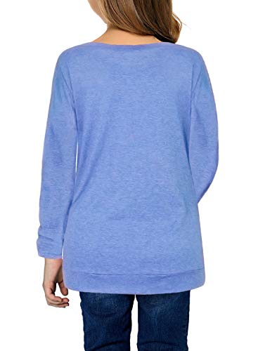 Ecokauer Girls Casual Tunic Tops Knot Front Long Sleeve Loose Soft Blouse T-Shirt Size 4-132