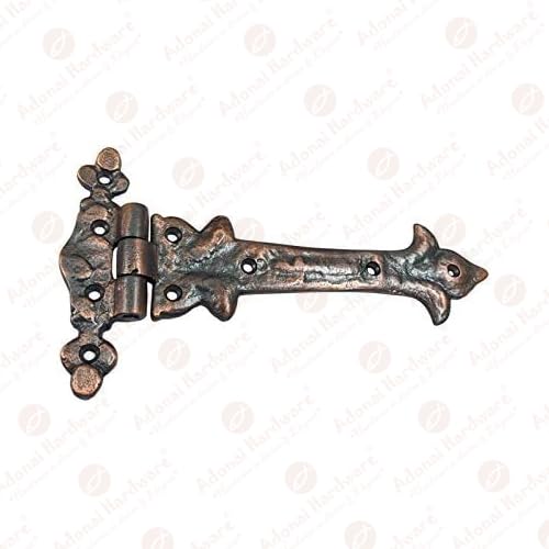 Image of Adonai Hardware Adonijah Antique Cast Iron Strap T Hinge (7.9 inch x 8 Pack, Antique Copper) for Barn Doors, Gates, Kitchen Cabinets, Sheds, Wooden Box, Furniture, Cedar Chest and Trunks