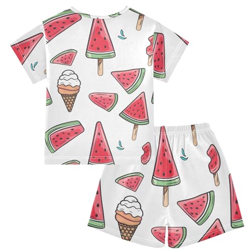 ALAZA Watermelon Ice Cream Pajamas Short Sleeve 2 Piece Sleepwear Top and Bottom Pajama Set Unisex2