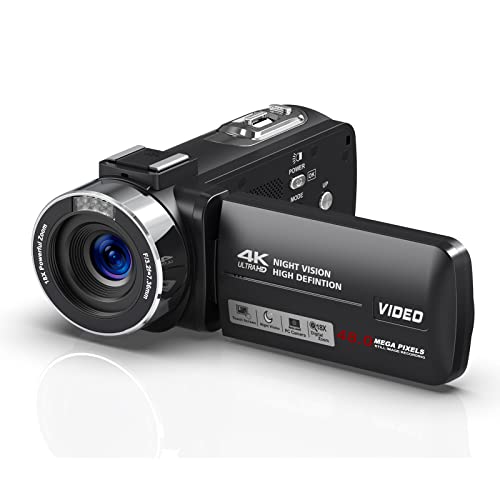 Peryoua 4K Camcorder Video Camera HD 80MP 30FPS Vlogging Camera for YouTube IR Night Vision Camera 18X Digital Zoom 3.0 IPS Screen