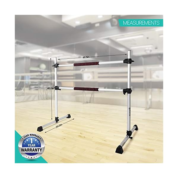 B BRANTON Ballet Barre Workout Equipment Bundle - 4’ Height Adjustable Lightweight 5 Piece Home Dance Set Including Ballet Bar and Leg Stretcher - Ballet Exercise Set for Home Practice