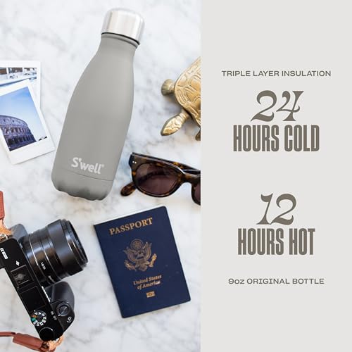 S'well Stainless Steel Water Bottle, 9oz, Lunar Grey, Botella de Acero Inoxidable con Aislamiento al Vacío de Triple Capa que Mantiene Bebidas Frías por 24 Horas y Calientes por 12, Libre de BPA miniatura 2
