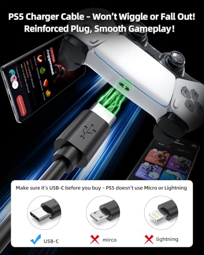 Superer 2 Pack 10 ft USB C Charging Cable Fit for PS5 Controller, PlayStation 5 DualSense, Xbox Series X/S Controllers, Xbox Elite Series 2 (Model 1914 1797), Fast Charger & Data Sync Replacement Cord - Image 3