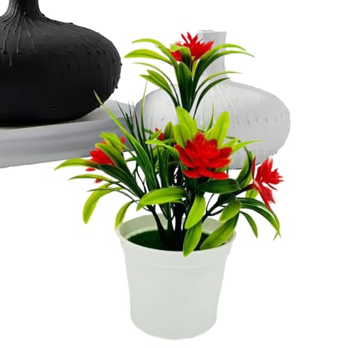 Patifirst Plantas Artificiales Pequeñas en Maceta | Plantas Falsas En Macetas - Flores Falsas Decoración Estética Centro de Mesa para Escritorio Estante Mesa de Centro Comedor Sala