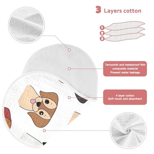 Bolaz Baby Burp Cloths 2 Pack,Various Dog Pattern,Feeding Cloths Face Towel Super Absorbent Soft Cotton Burping Rags Feeding Bibs4