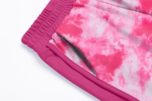 Arshiner Girls 2 Piece Outfits 2025 Summer Tie Dye Drop Shoulder Sleeve Shirts and Short Sets Activewear Clothes