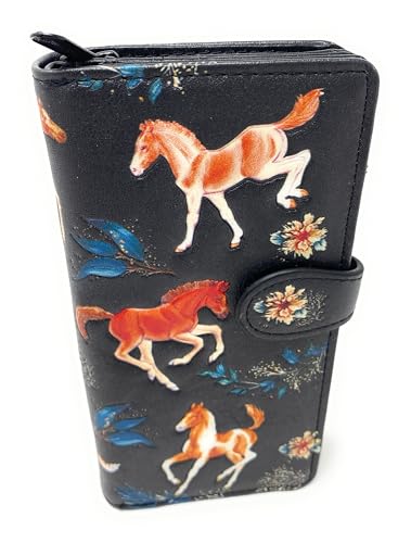 Shag Wear Horse Play Large Animal Wallet for Women and Teen Girls Vegan Faux Leather Black 7