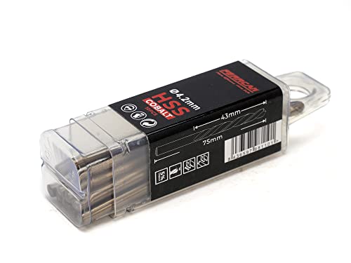 Ferrcan HSS Metallbohrer DIN338 M35 5% Kobalt zum Bohren in Edelstahl, Eisen und anderen Metallen Packung mit 10 Stück pro Maß (4.2mm)