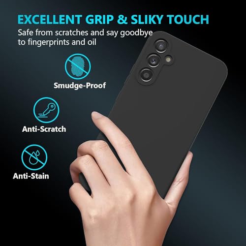 Image of DIZORO Microfiber Candy Case Compatible For Samsung S24 Plus Smooth Touch Cushion Liquid Soft Silicone Gel Rubber Phone Cases Non-Slip Full Body Protective Shockproof Back Cover,Black