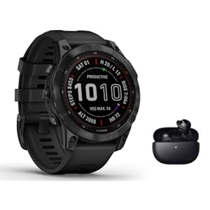 Garmin Fenix 7 Sapphire Solar GPS-Multisport-Smartwatch Touchscreen – DLC Titan – Musik Player – Navigation – schwarz/schwarz 010-02540-35 inkl. Bluetooth Headset