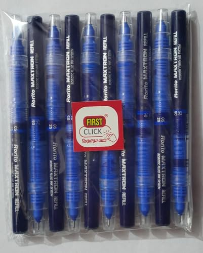 Image of Maxtron Blue Ink Refills, Pack of 10, Waterproof Ink, Fitted in Maxtron,Trimex,X07,Robomax,Teramax,T-max, Maxtron Gold, Trimex Gold Gel 3 Times Extra Writings