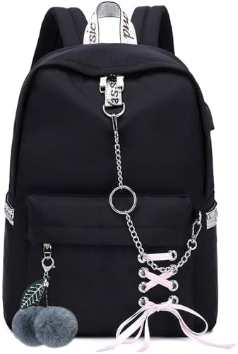 Backpacks for Girls Backpack for School Bag Bookbag Aesthetic Cute School Backpack for Girls Teens (Black)
