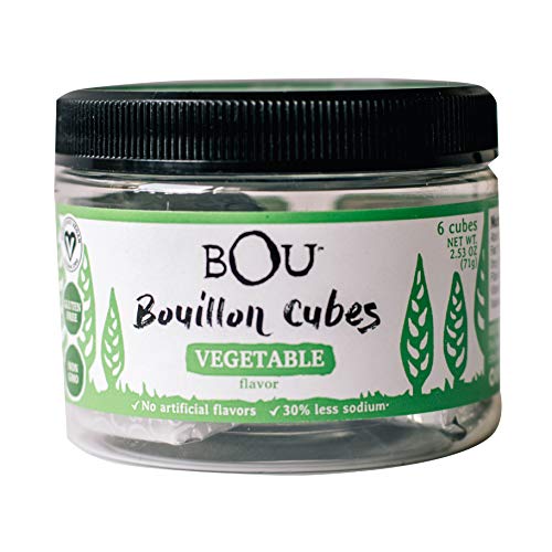 BOU Bouillon Cubes, Vegetable, Vegan, Gluten Free, No Artificial Flavors, 2.53 Ounce (Pack of 6)