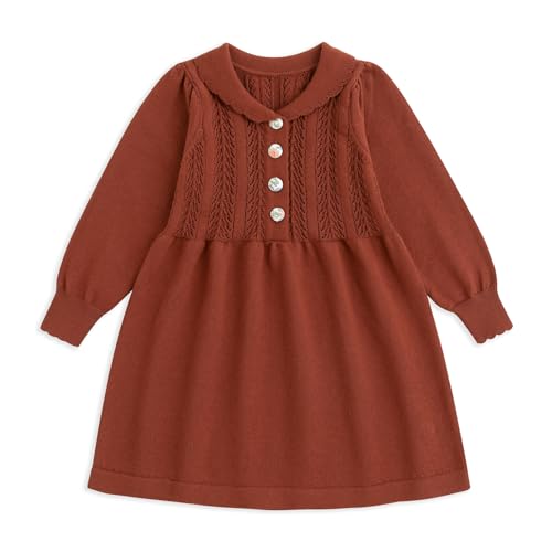 Simplee kids Baby Little Girls' Long Sleeve Sweater Dress Knit Warm Sweater Outfit Dress for Toddler Girls 6M-5T