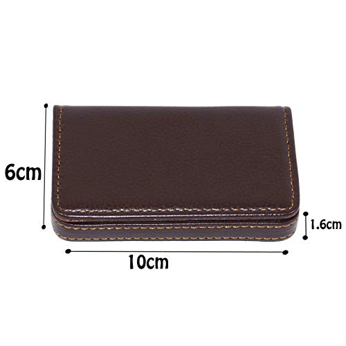 DAHSHA Pocket Sized Stitched PU Leather Credit Card Holder Visiting Business Card Case Wallet with Magnetic Shut for Men & Women (10 x 6 x 1.6 cm, Coffee Brown) 2 41jeQtTMM4L