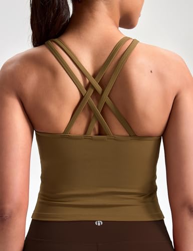 Image of HeyNuts Longline Zeal Bras Medium Impact Wirefree Sports Bras Workout Crop Tank Tops with Removable Pads, A-D Cups