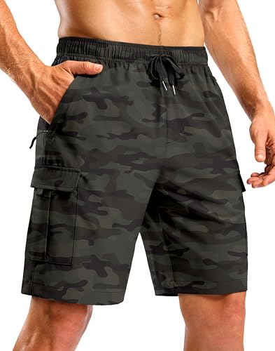 Image of Pudolla Men's Hiking Cargo Shorts with 5 Pockets Lightweight Casual Shorts