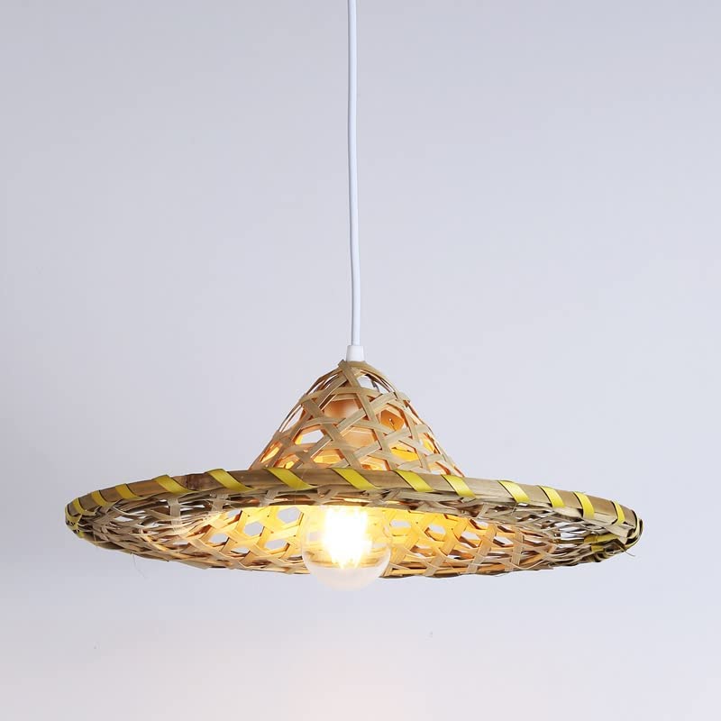 Plafonnier en osier naturel LED Ø38cm luminaire rustique de salon