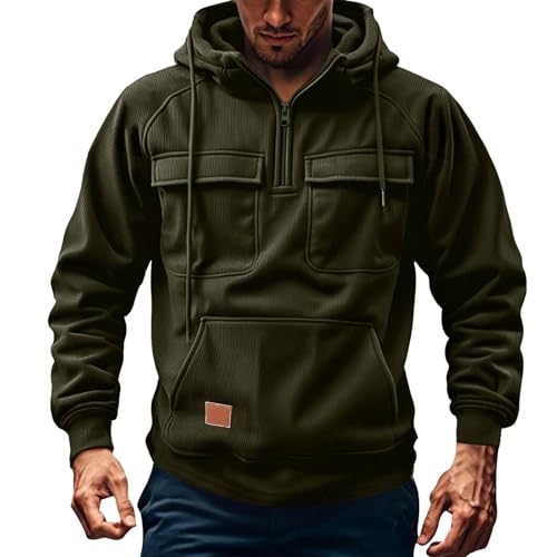 Men's Cargo Hoodies Tactical Sweatshirt Quarter Zip Cargo Pullover Hoodies Workout Gym Men Fashion Outdoor Hoodie2