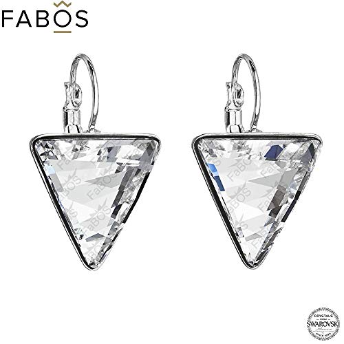 Preisvergleich Produktbild Ohrringe Triangle Echt Kristall Swarovski® wei vergoldet weiß und rhodiniert