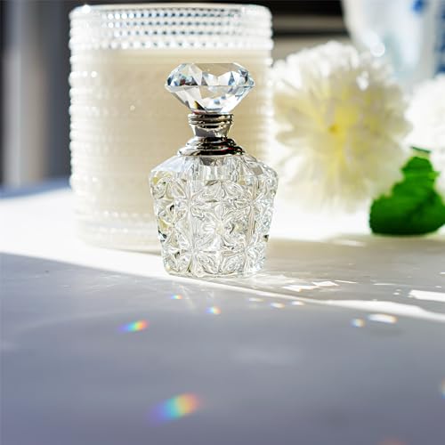 H&D HYALINE & DORA Clear Art Carved Crystal Empty Mini Refillable Perfume Bottle - Thumbnail 6