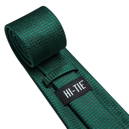 Image of Hi-Tie 70 inches Ties for Men Silk Extra Long Necktie and Pocket Square Cufflinks Set Men Big and Tall Tie Business