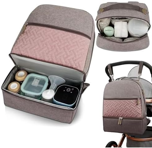 Miniatura 8 de Village of Many - Mochila impermeable para pañales para bebé, capacidad media, bolsillos aislados, RosaGris, Mediana, Moderno