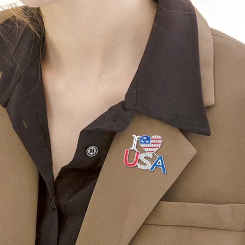 Image of Rhinestone Brooch Pins for Women, Vintage Crystal Enamel Brooches, American Flag Pin Patriotic Lapel Pins Gift for Suit Clothes Bag Accessories