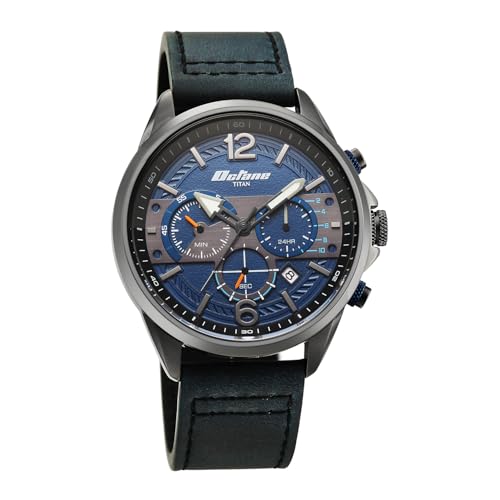 Image of Titan Octane Cred Analog with Blue Dial Blue Leather Strap Watch for Men - 90238KL02