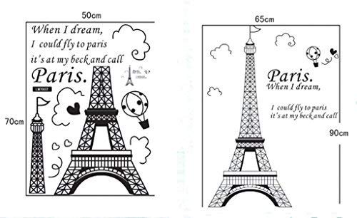 Home Find 25 Inches X 35 Inches Paris Eiffel Tower View Home Decor Wall Stickers Removable Kids Room Decal Living Room Wall Decor #TOP4