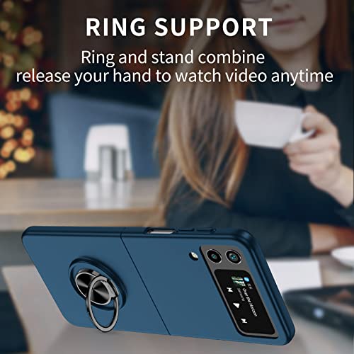 Paton For Samsung Galaxy Z Flip 4 Case, Z Flip 4 5G Case With 360° Rotatable Kickstand Ring, Military Shockproof Protective Case For Galaxy Z Flip 4 2022 - Blue #TOP3