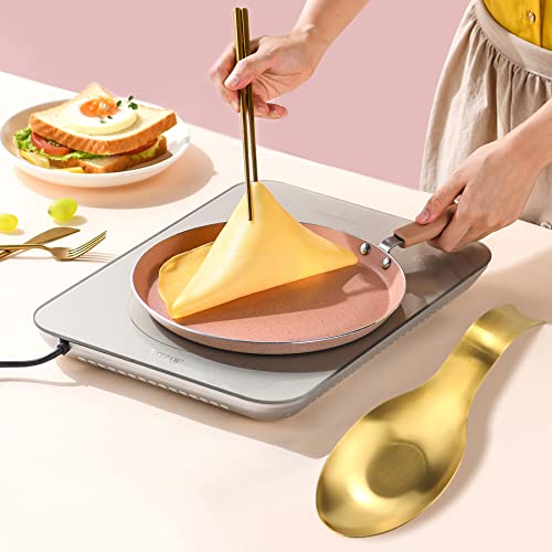 Image of VanlonPro Stainless Steel Spoon Rest, Spatula Ladle Holder, Stainless Steel Utensil Spoon Rest Holder, Brushed Finish, Dishwasher Safe 9.8 x 3.7 Inch (Gold + Gold Fish Tail)