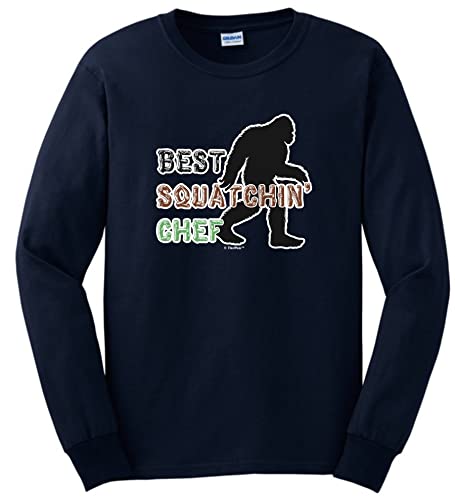 Sasquatch Shirt for Women Best Squatchin Chef Plus Size Long Sleeve T-Shirt 4X-Large Navy
