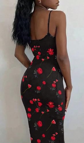 Image of Women's Summer Sexy Bodycon Maxi Dress Spaghetti Strap Elegant for Holiday Beach Vacation