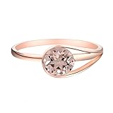 Round Cut Morganite Solitaire Engagement Ring, 14k Rose Gold Finish Solitaire Anniversary Ring, Morganite Propose Ring