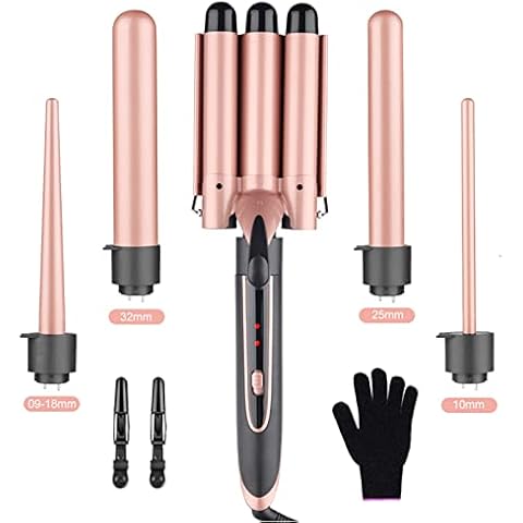 ABUNRO 3 Barrel Hair Waver Curling Iron Wand 25mm, 1 Inch Ceramic Triple Curling Tongs Hair Wavers with 2 Temperature Control for Women/Girl Long or Short Hair Styling Cover