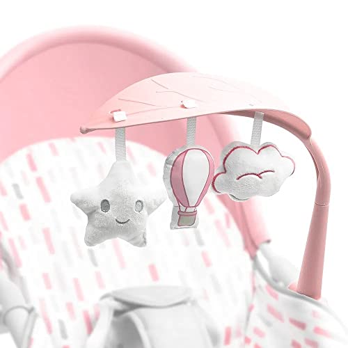 Cadeira de Descanso e Balanço Para Bebê Spice Dobrável Encosto Reclinável 0-18kgs Com Cinto Rosa Mul