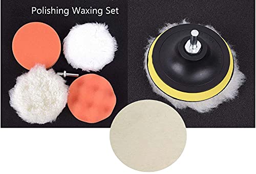 Image of DIY Crafts 1 Kit, 5 Pcs Kit, 3 inch inch Car Cleaning Felt & Wool Pad Foam Polishing Waxing Pad Kits Buffing Polishing Wheel Sponge Wool Buffing Pad (1 Kit, 5 Pcs Kit)