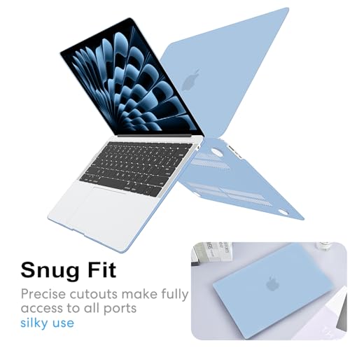 Image of AKIT Matte Case for MacBook Air 15 Inch M5 M4 M3 M2 2026-2023, Air Blue | A3448 A3241 A3114 A2941, Solid Color Design, Ultra-Thin, Protective Hard Shell, Anti-Scratches&Fingerprints, Easy Take On