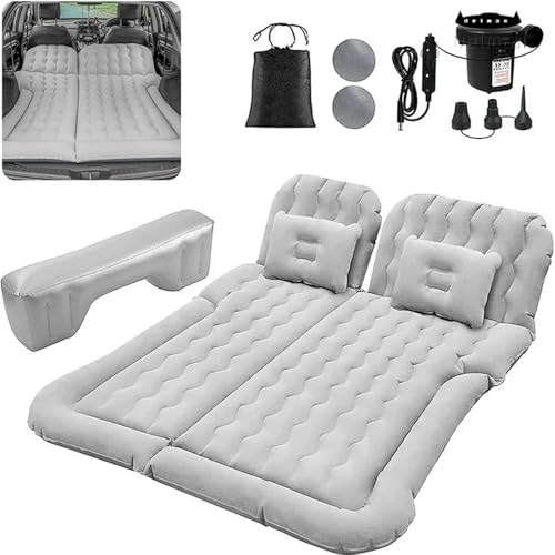 Image of Oshotto Multifunctional Car Inflatable Bed Air Mattress SUV Car Travel Outdoor Camping mat with Two Air Pillows and Air Pump Compatible with BMW X3 (Grey)