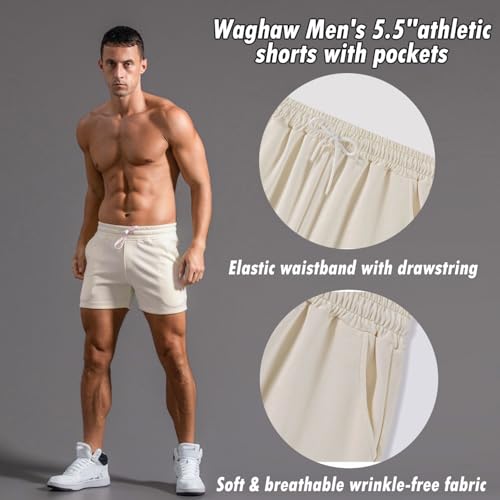 Image of Men 5.5 /7 Inch Cotton Sweat Shorts Men Cotton Workout Short with Pockets
