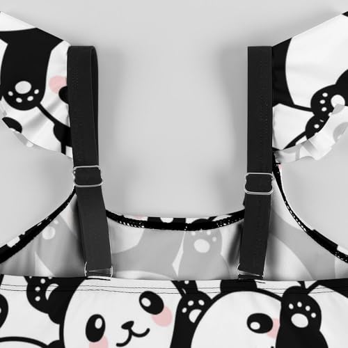 Image of Girls One Piece Swimsuit Lovely Cute Animals Ruffles Swimwear Bathing Suits 3-12 Years