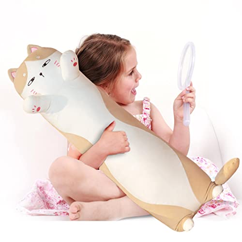 Pelúcia de gato grande,travesseiro de pelúcia macio gato adorável 35.43in travesseiro decorativo lon