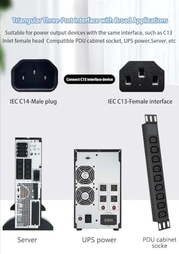TEWOXIN 0.3M C14 to C7 & UK Socket Power Adapter Cable, IEC C14 Plug to C7 (Figure-8) & British Outlet for Low-Power Device, Monitor, AV & IT Setup - Image 5