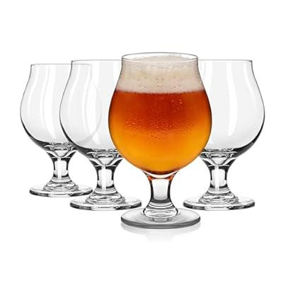 Libbey Craft Brews Classic Belgian Beer Glasses, Dishwasher Safe Beer Glasses Set of 4 for Belgian Ale, Tulip Beer Glasses