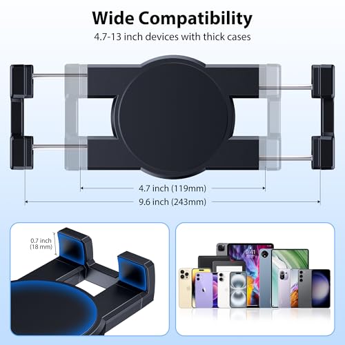 CreaDream Aluminum Tablet Mount for Truck, Tablet Holder for Car, Angle Adjustable with Drill Base, iPad Car Holder for Dashboard, Wall, Boat, Vehicle, Compatible with 4.7"-13" Tablets, iPads, Phones - image 6