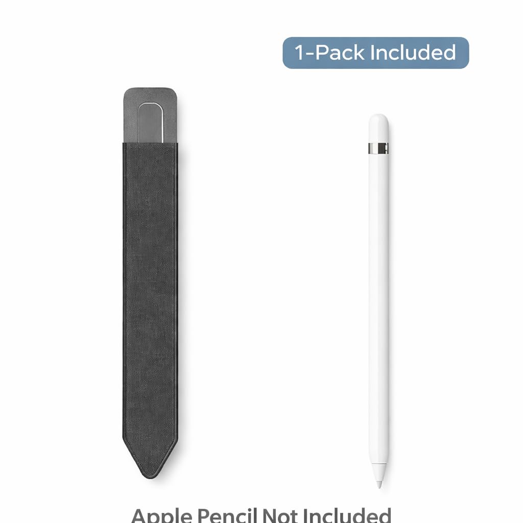 Mizi Pencil Holder Sticker for Apple Pencil Pro, Apple Pencil (USB-C), 1st and 2nd Gen, Elastic Stylus Pocket Pouch Adhesive Pen Sleeve Attached to Case for Apple Pencils and Other Stylus Pens - Gray