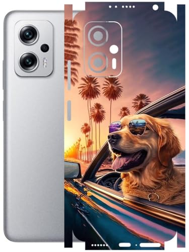 Image of AtOdds - Full Body Back Screen Guard Protector Film - Lamination Wrap Skin Sticker Compatible with REDMI K50i (5G) | Scratchproof Matte Finish (Happy Doggo)