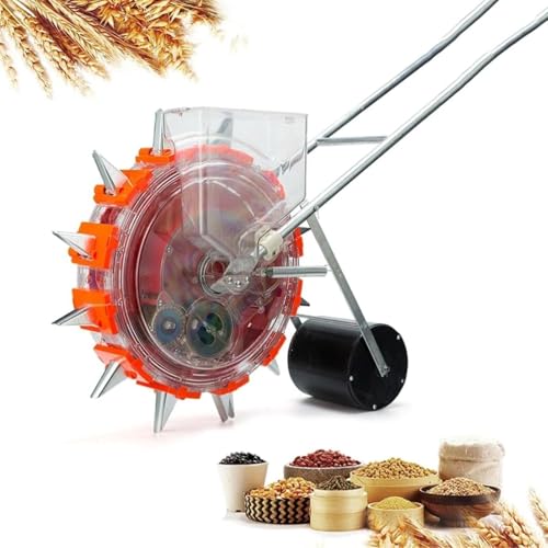 Rcuihak 農業種子ディスペンサー種まき機 手動種まき機 野菜播種機 肥料手動プッシュ 播種機 手押し式種まき機 種まき器 精密種まきツール 調整可能な植物間隔 野菜 トウモロコシ 綿大豆ピーナッツ 家庭用 小規模 播種用 (9口間隔18.5cm)