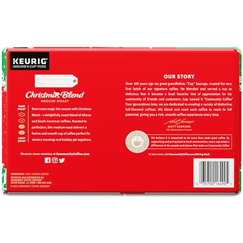 Image of Community Coffee Christmas Blend 60 Count Coffee Pods, Medium Roast, Compatible with Keurig 2.0 K-Cup Brewers(Pack of 1)